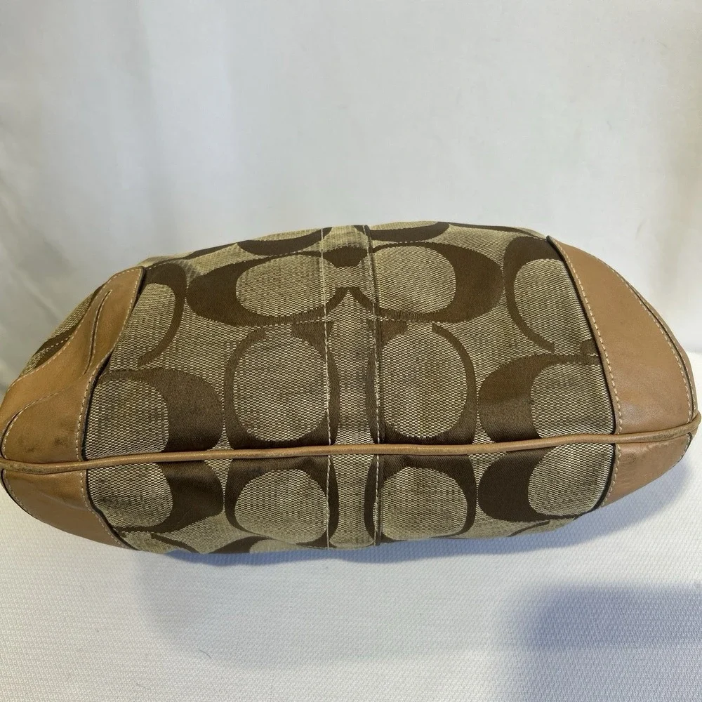 Vintage Y2K Coach Ergo Signature Hobo Bag Womens Khaki 10764 Canvas Leather Trim